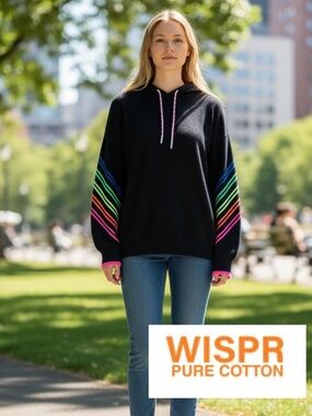 WISPR black hooded sweater w/ rainbow stripe, M, CB2639